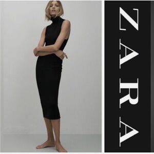 Zara Elegant Black Midi Dress